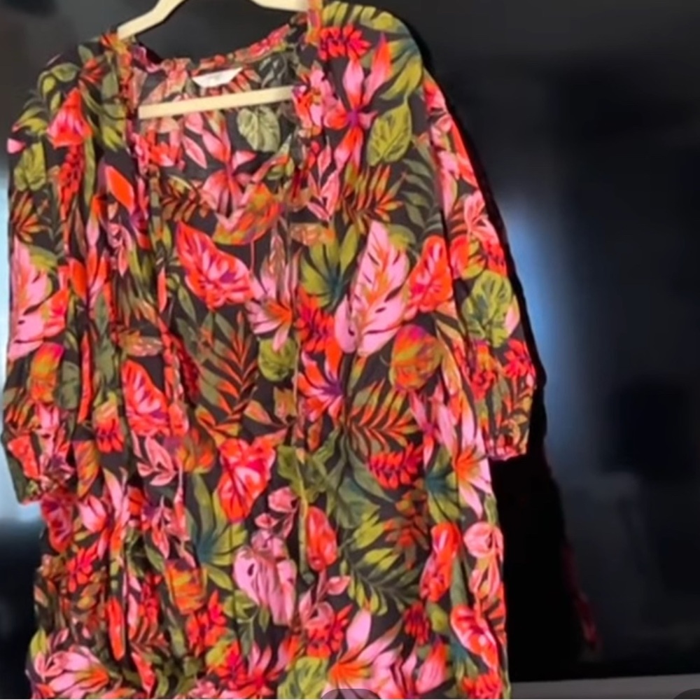 Floral Leaf Print Dress